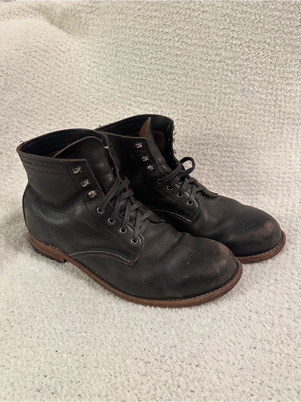 Wolverine 1000 Mile Black Leather Lace-Up Work Boots